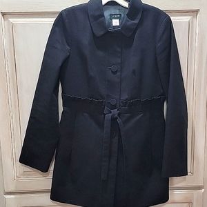 J Crew 100% Cotton Fall Winter Black Coat size 6 w pockets